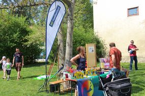 Stand mit Seifenblasen beim Familienfest Donau-Auen