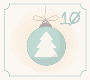 Illustration grüne Christbaumkugel für den 10. Dezember des Adventkalender-Gewinnspiels