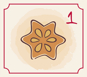 Illustration Lebkuchenstern für den 1. Dezember des Adventkalender-Gewinnspiels