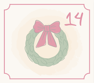 Illustration Tannenkranz mit roter Schleife für den 14. Dezember des Adventkalender-Gewinnspiels