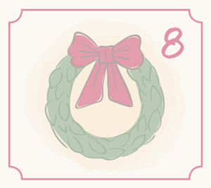 Illustration Tannenkranz mit roter Schleife für den 8. Dezember des Adventkalender-Gewinnspiels
